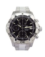 Tag Heuer Aquaracer CAF2110 watch with a black dial and stainless steel bracelet.