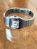 Cartier Santos Galbee 1565 ladies stainless steel watch with a white dial.