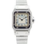 Cartier Santos Galbee 1565 24mm Ladies steel wacth with an ivory coloured dial
