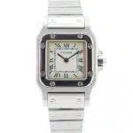 Cartier Santos Galbee 1565 24mm Ladies steel wacth with an ivory coloured dial