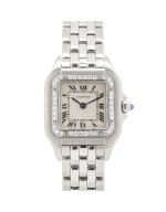 Cartier Panthere 1320 22mm Diamond Ladies watch with an ivory dial, stainless steel case and bracelet.