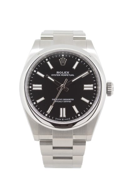 Rolex Oyster Perpetual 134300 with a black dial, smooth bezel and oyster bracelet
