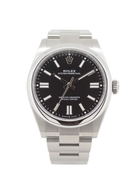 Rolex Oyster Perpetual 134300 with a black dial, smooth bezel and oyster bracelet