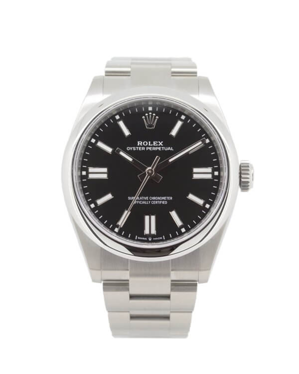 Rolex Oyster Perpetual 134300 with a black dial, smooth bezel and oyster bracelet