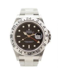 Rolex Explorer II 16570 40mm men;s watch with a black dial, stainless steel case and oyster bracelet