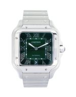 Green dial and stainless steel bracelet Cartier Santos De Cartier WSSA0062.