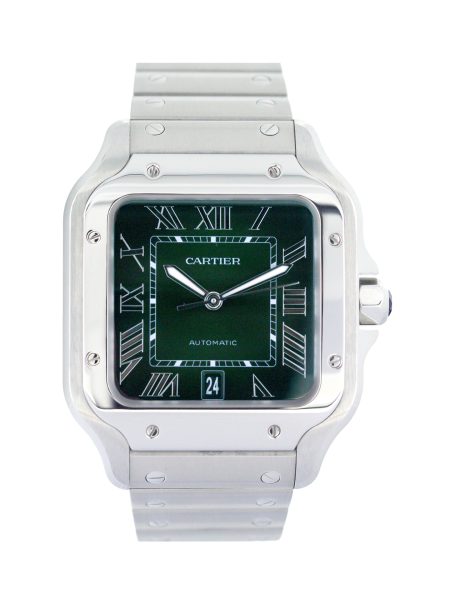 Green dial and stainless steel bracelet Cartier Santos De Cartier WSSA0062.