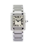 Cartier Tank Francaise 2384 Diamond set watch with a white dial and stainless steel strap