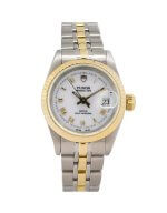 Gold and Steel Tudor ladies watch with a white dial