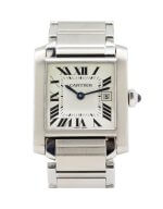 Cartier Tank Francaise 2465 25mm Ladies watch with an ivory colour dial and stainless steel bracelet