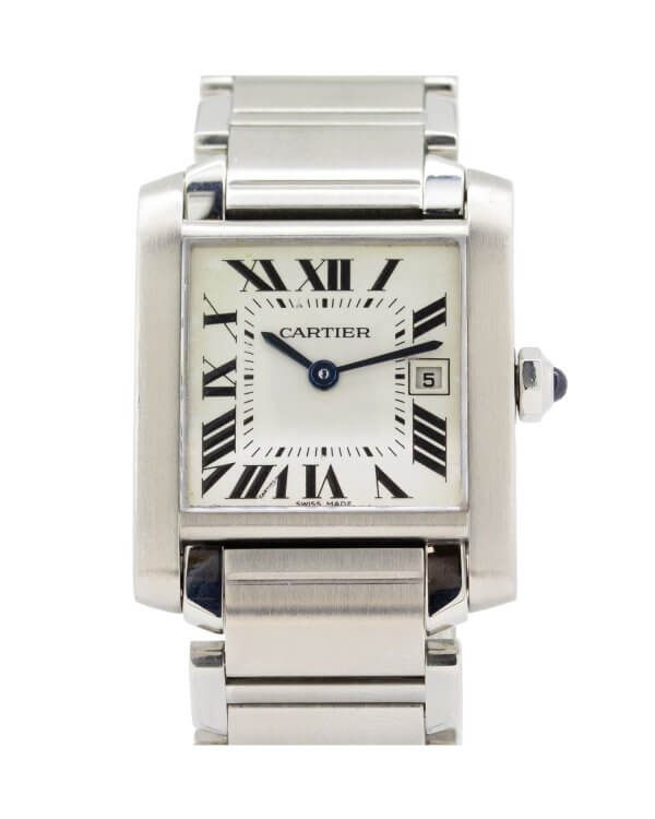 Cartier Tank Francaise 2465 25mm Ladies watch with an ivory colour dial and stainless steel bracelet