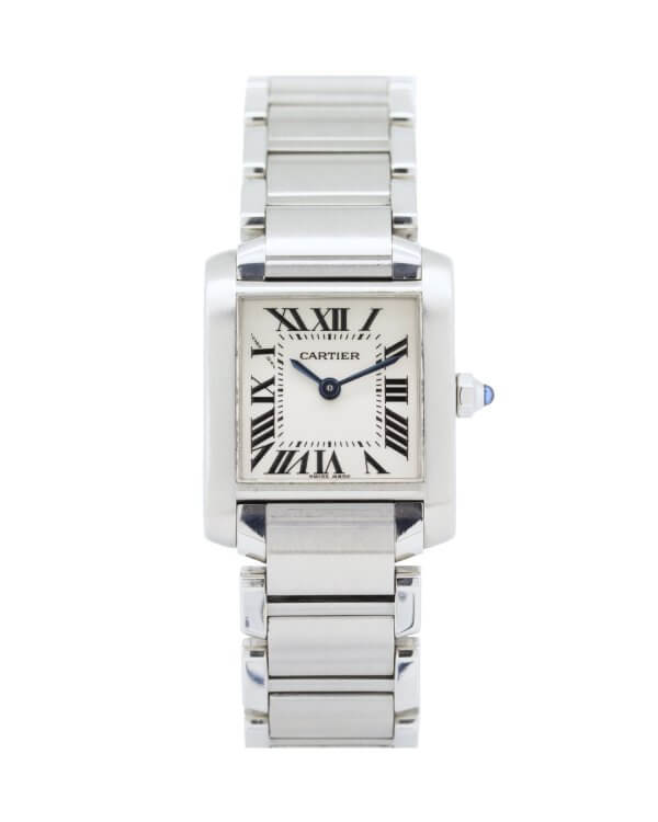 Cartier Tank Francaise 2384 20mm Ladies watch with a white dial and stainless steel bracelet