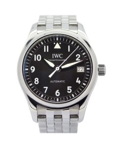 IWC Pilot IW324002 36mm Men's Watch with a grey dial and stainless steel case and bracelet.