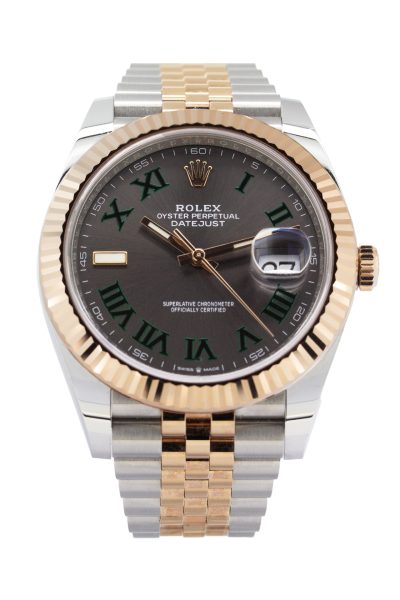 Rolex Datejust 126331 41mm Oystersteel and Everose Gold, Slate grey wimbledon dial.