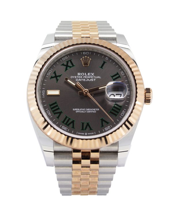 Rolex Datejust 126331 41mm Oystersteel and Everose Gold, Slate grey wimbledon dial.