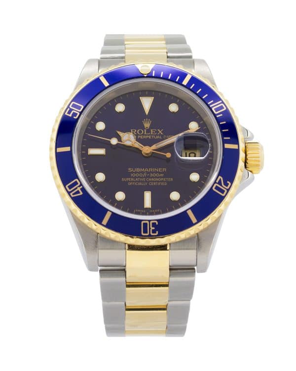Rolex Submariner 16613 40mm. Steel and yellow gold with a blue dial.
