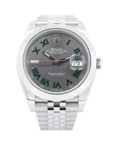 Rolex Datejust 126300 41mm size with Rhodium grey Wimbledon dial, Jubilee stainless steel bracelet, smooth bezel, date function, screw in crown