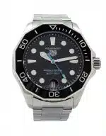 Tag Heuer Aquaracer Professional 300 WBP5110 42mm case, black dial, stainless steel case and bracelet, screw down crown, uni-directional bezel