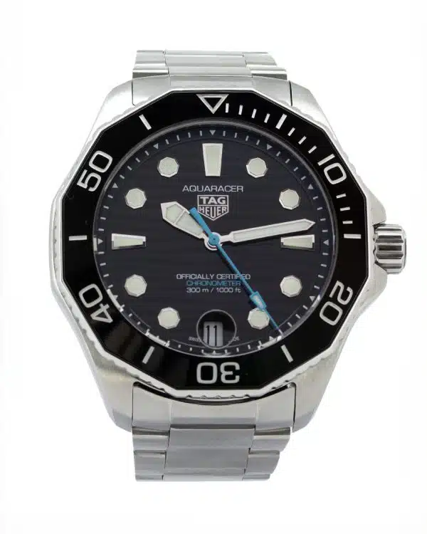 Tag Heuer Aquaracer Professional 300 WBP5110 42mm case, black dial, stainless steel case and bracelet, screw down crown, uni-directional bezel