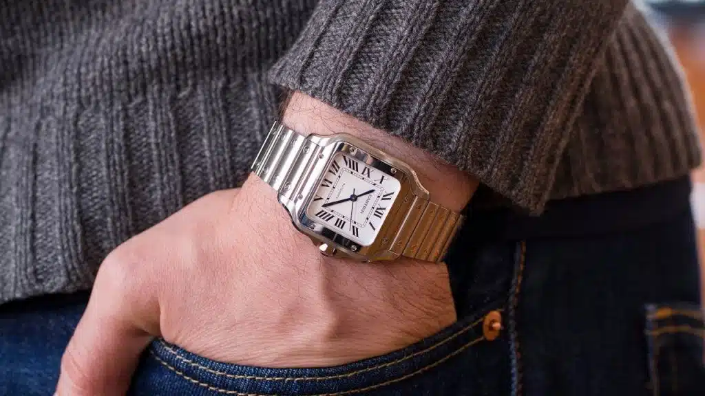 cartier santos on man wrist