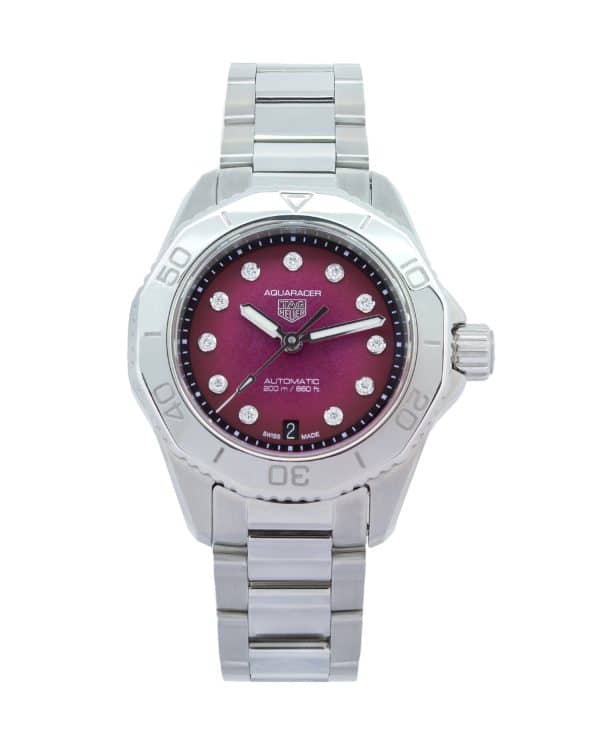 TAG Heuer Aquaracer Professional 200 Diamond WBP2414.BA0622 30mm stainless steel automatic watch with ruby-red mother-of-pearl diamond dial
