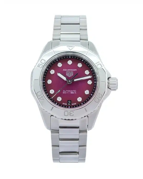 TAG Heuer Aquaracer Professional 200 Diamond WBP2414.BA0622 30mm stainless steel automatic watch with ruby-red mother-of-pearl diamond dial