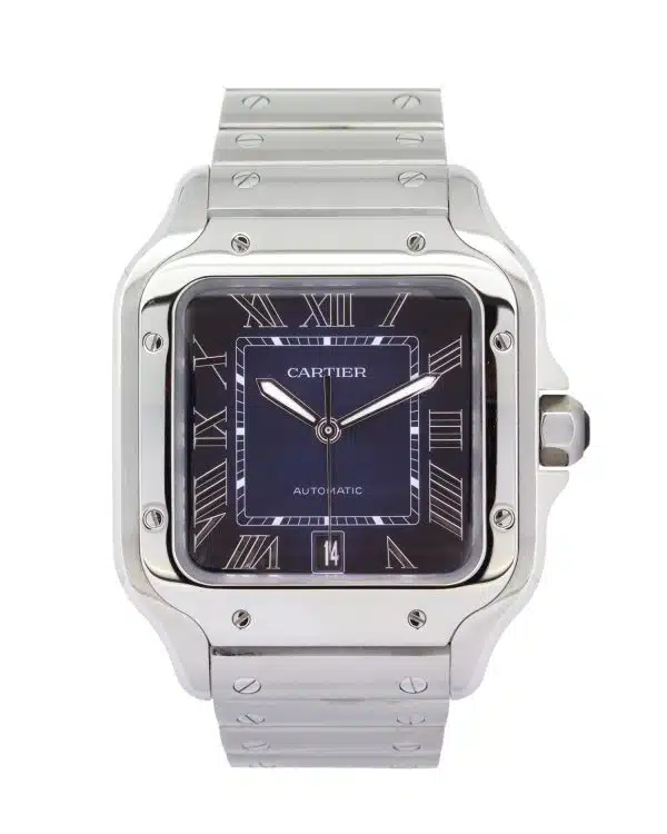 Cartier Santos de Cartier WSSA0071 39.8mm x 47.5mm stainless steel watch with graduated blue dial and blue strap