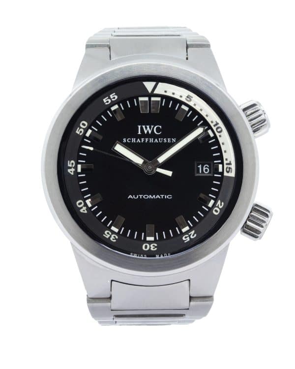 IWC Aquatimer IW354805 42mm stainless steel dive watch with black dial and rotating bezel