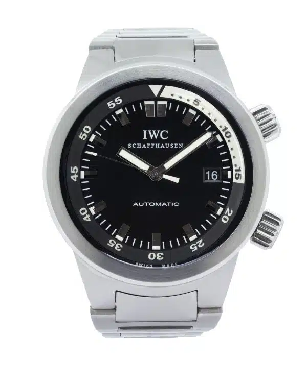 IWC Aquatimer IW354805 42mm stainless steel dive watch with black dial and rotating bezel